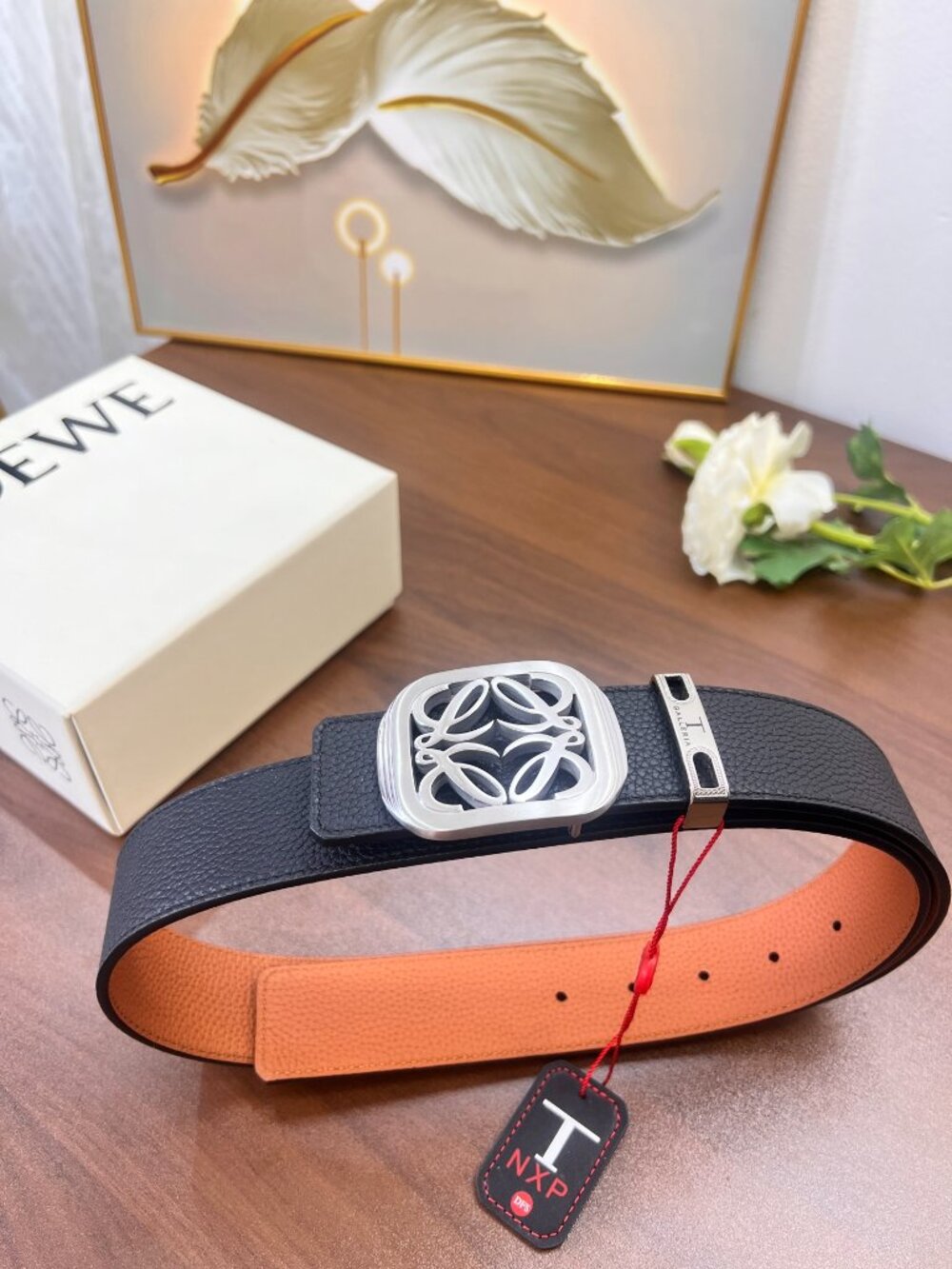 Loewe Pebble Grain Calfskin Leather Belt